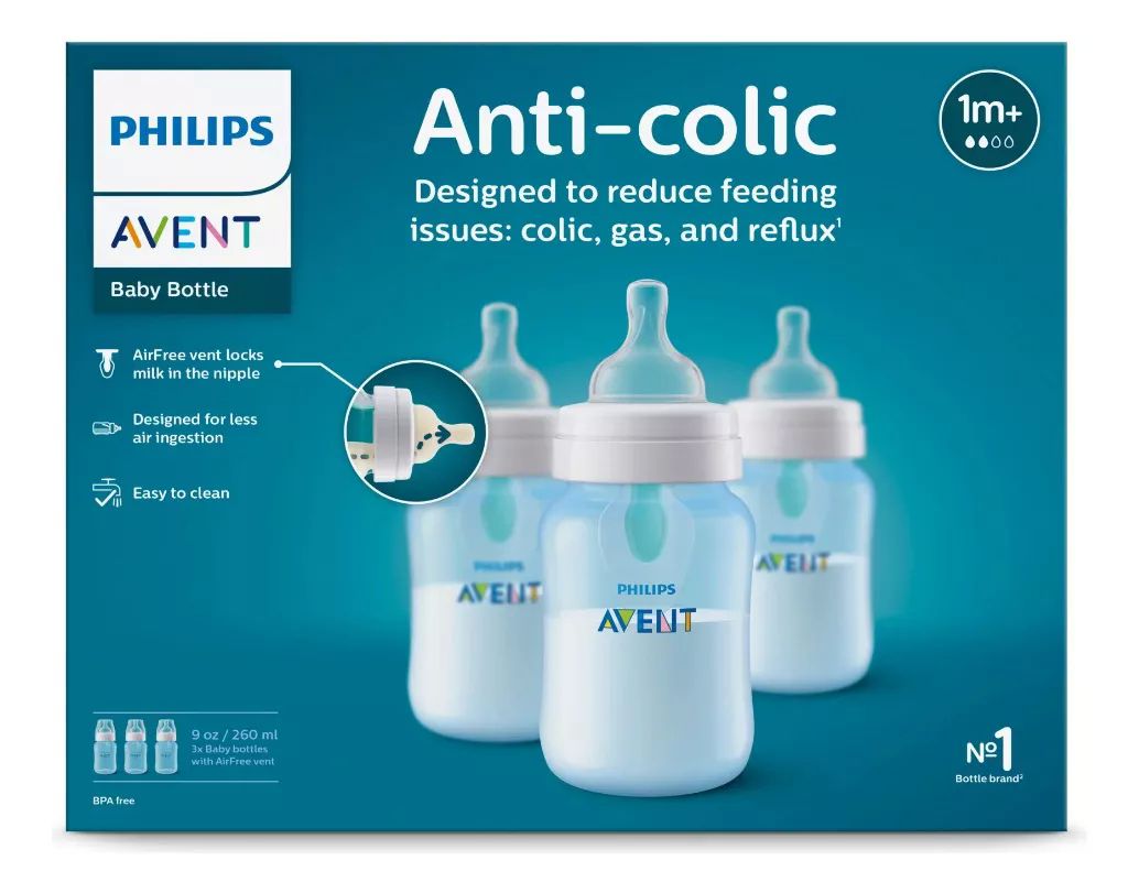 Biberones Avent Azul De 9oz Con Válvula Airfree