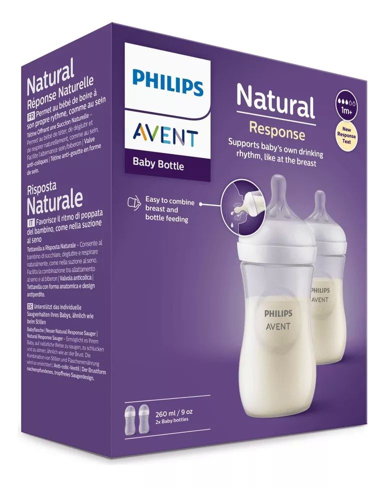Biberon Avent Natural 3.0 Response Scy903/02 9oz/260ml 2 Pzs