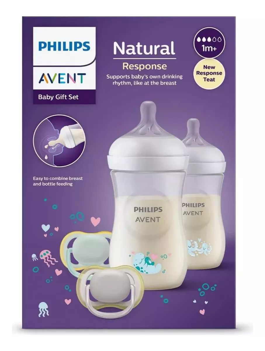 Set De Biberones Avent Natural Response Con Chupones -4 Pzas
