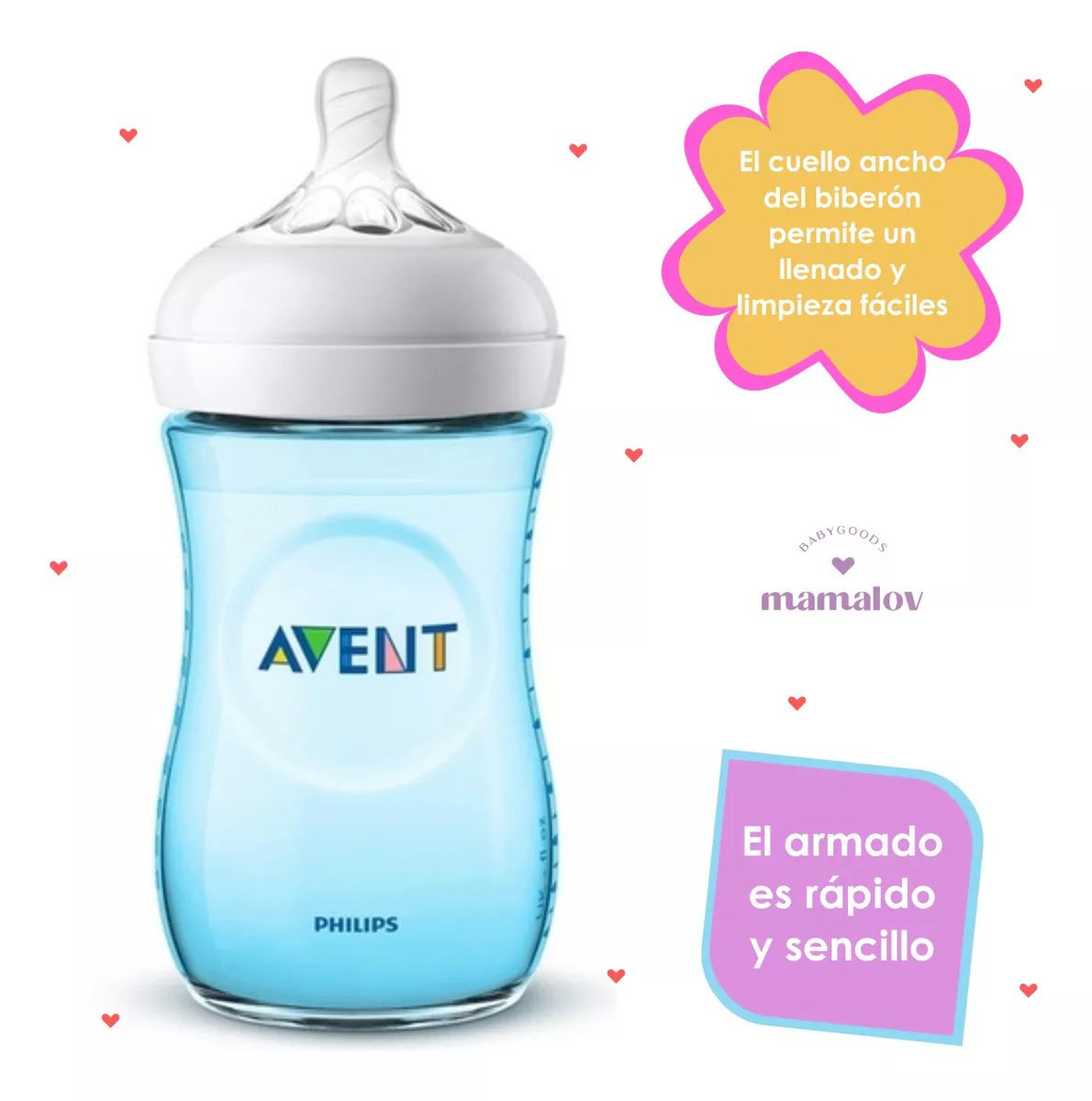 Biberón Avent Natural 2.0 260ml Scf035/17 Philips - Azul