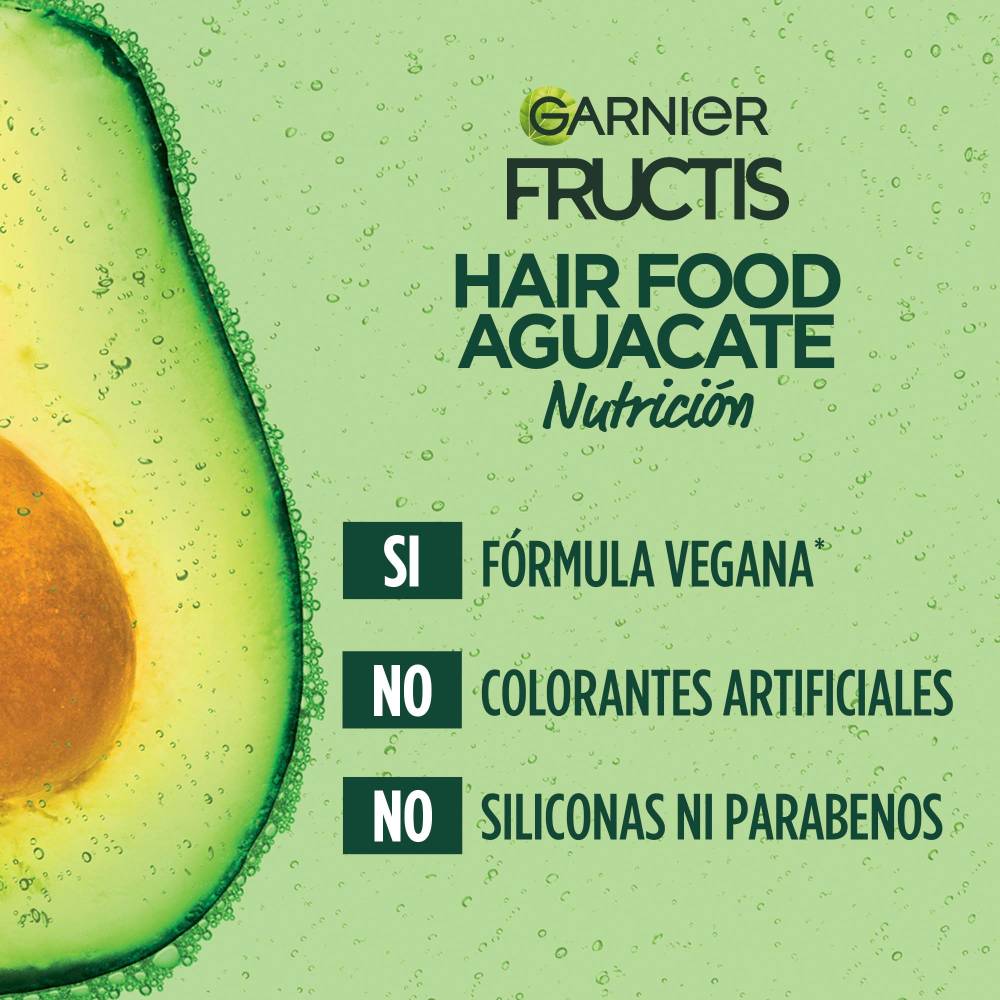 Fructis Hair Food Aguacate Shampoo, Acondicionador, Mascarilla, Garnier, 3 Piezas