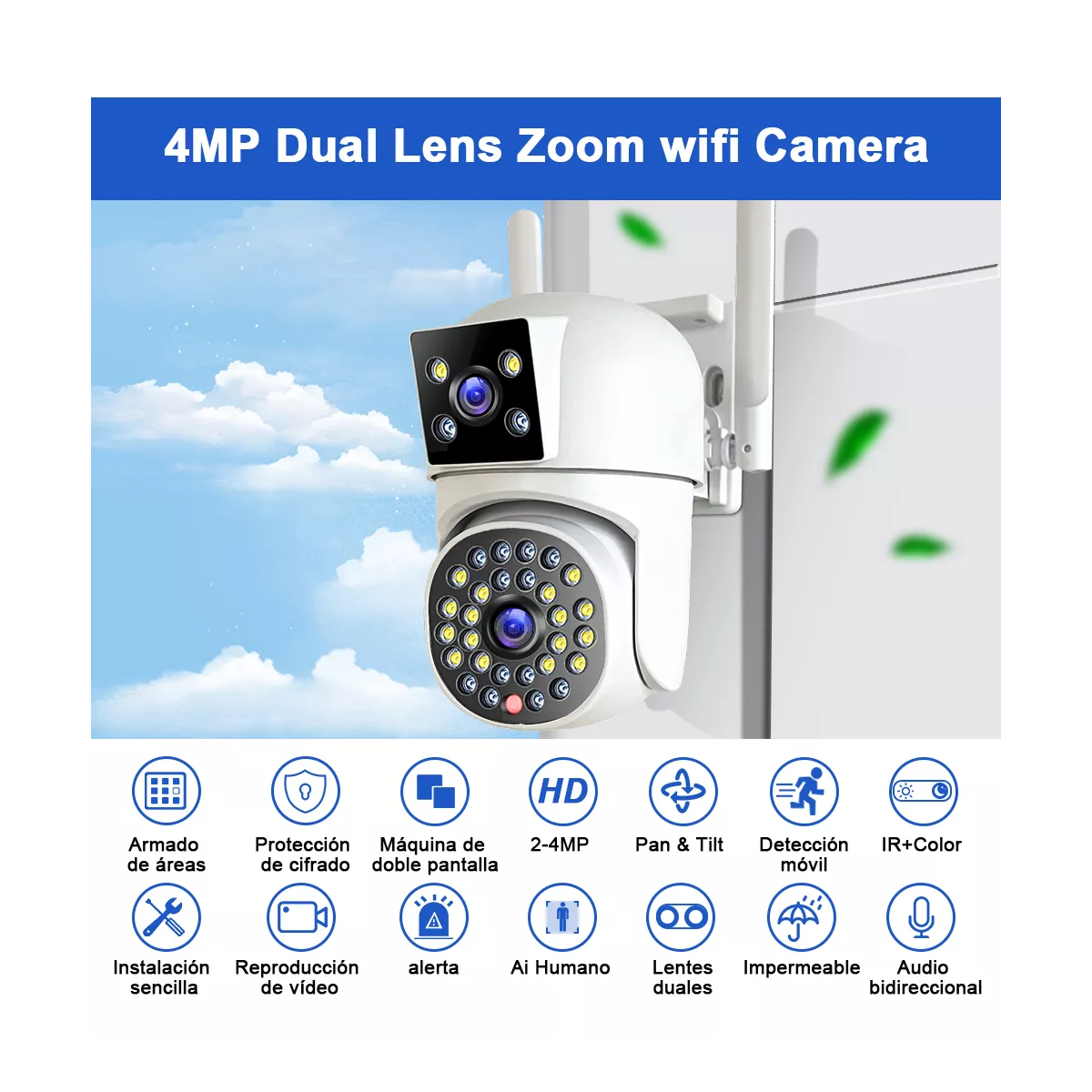 Cámara de seguridad S21 300cm 4MP visión nocturna blanca