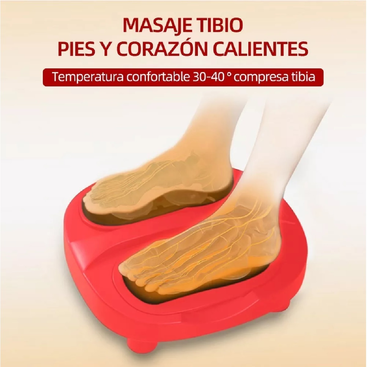 Masajeador De Pies Electrico Portatil Calor Terapia Rojo