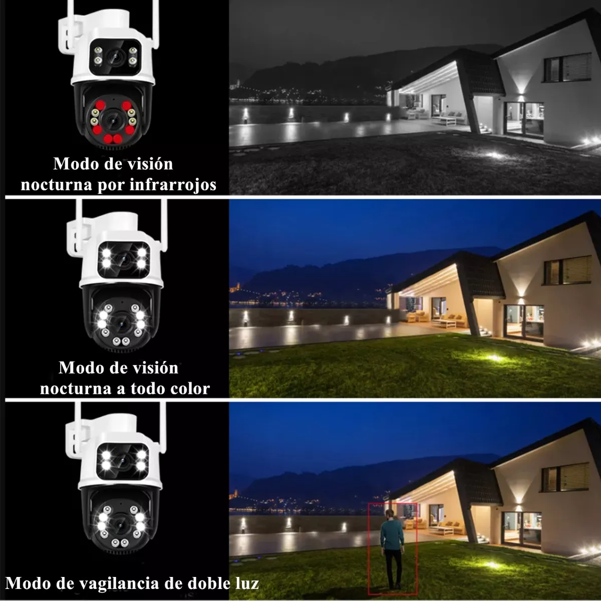 Cámara De Seguridad 8mp 4k Wifi Exterior Con Doble Lente Blanca
