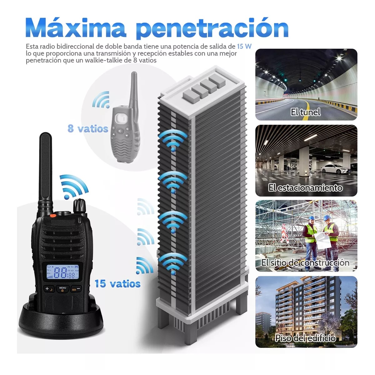 Walkie Talkie Radios Comunicación 15w Recargable 5km 2pcs