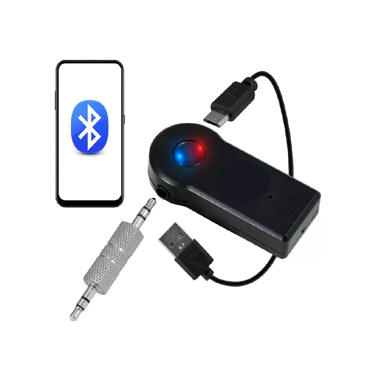 3en1 Transmisor 3.5mm Receptor Bluetooth Música Llamadas
