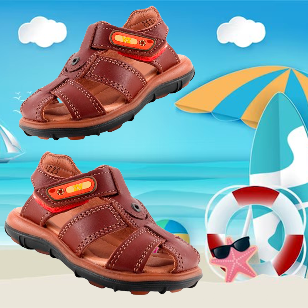 Sandalia Huarache Niño Bebé 100% Piel Cómodos Playa 1225-ca.