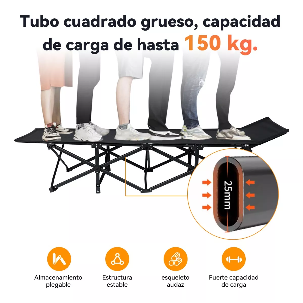 Cama Portatil Plegable Catre Para Acampar Con Colchón 188x71