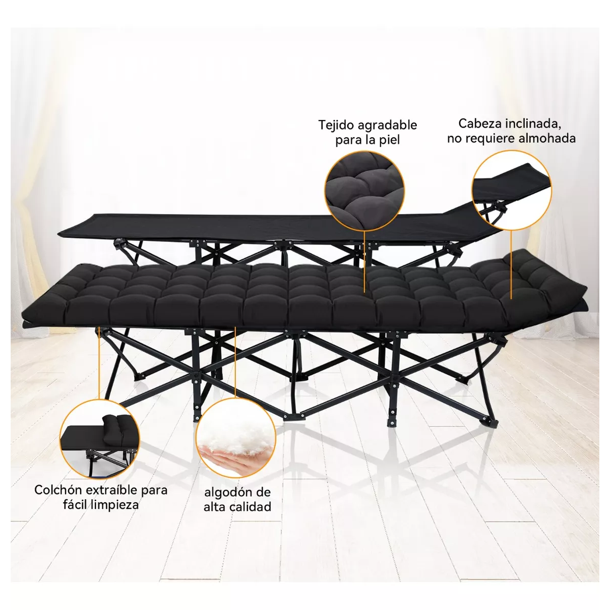 Cama Portatil Plegable Catre Para Acampar Con Colchón 188x71