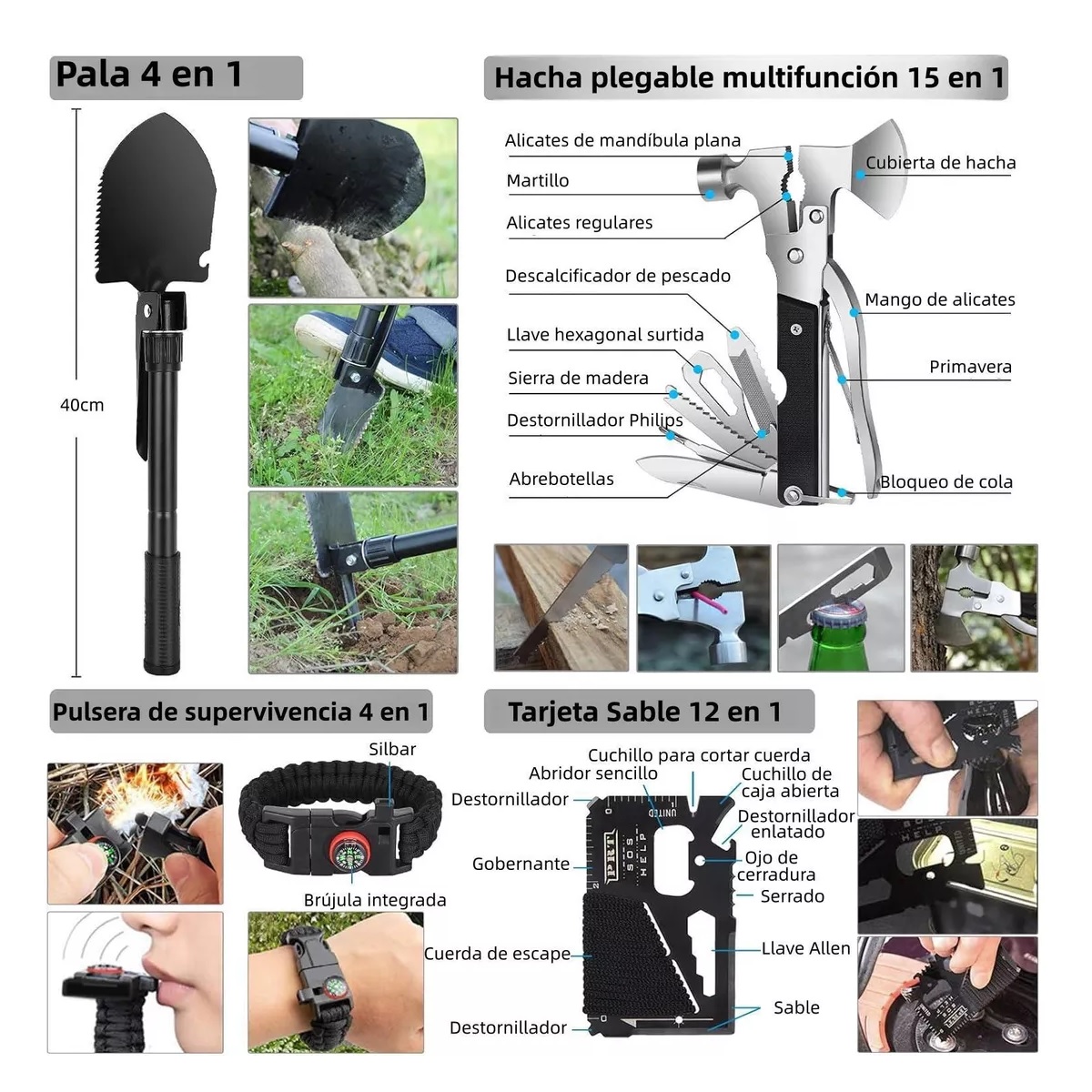 Kit D Supervivencia Emergencia Completo P/senderismo Camping