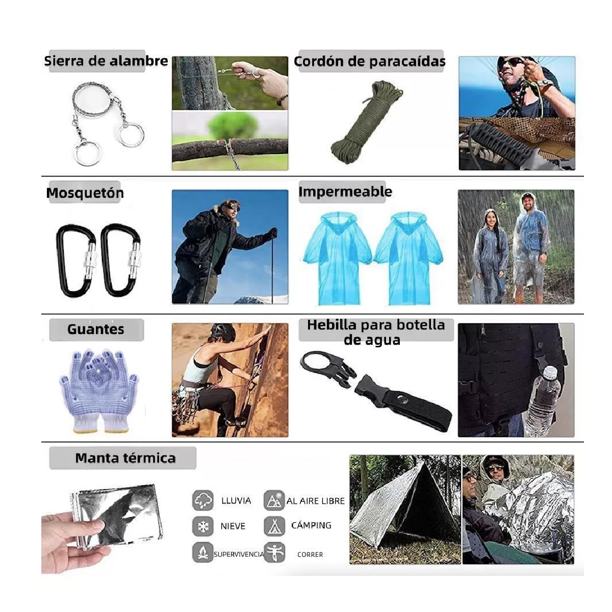 Kit D Supervivencia Emergencia Completo P/senderismo Camping