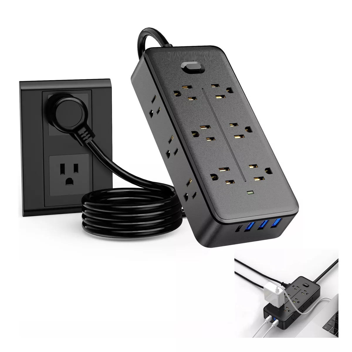 Regleta Cargador Multicontactos Con 4 Salidas Y 3 Usb