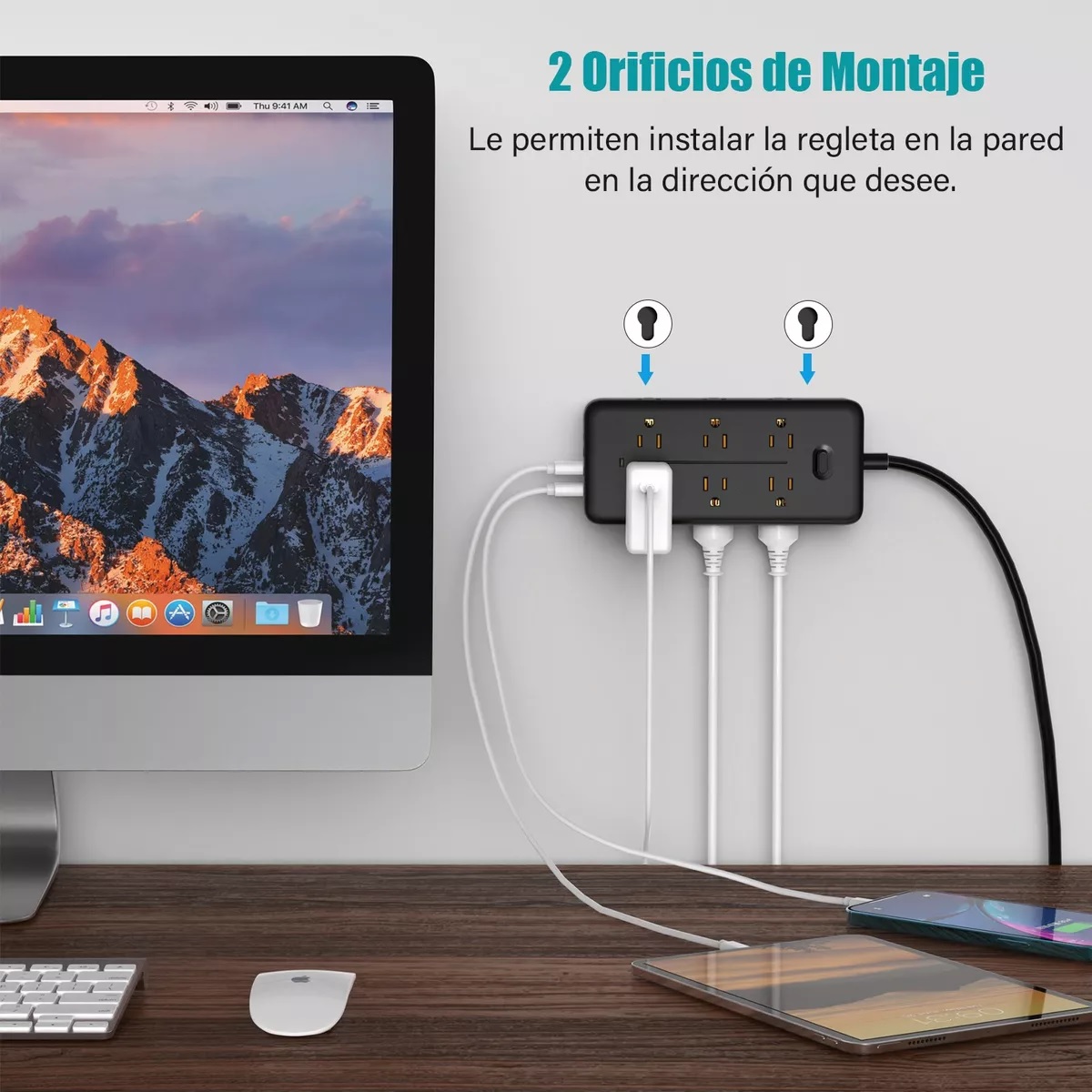 Regleta Cargador Multicontactos Con 4 Salidas Y 3 Usb