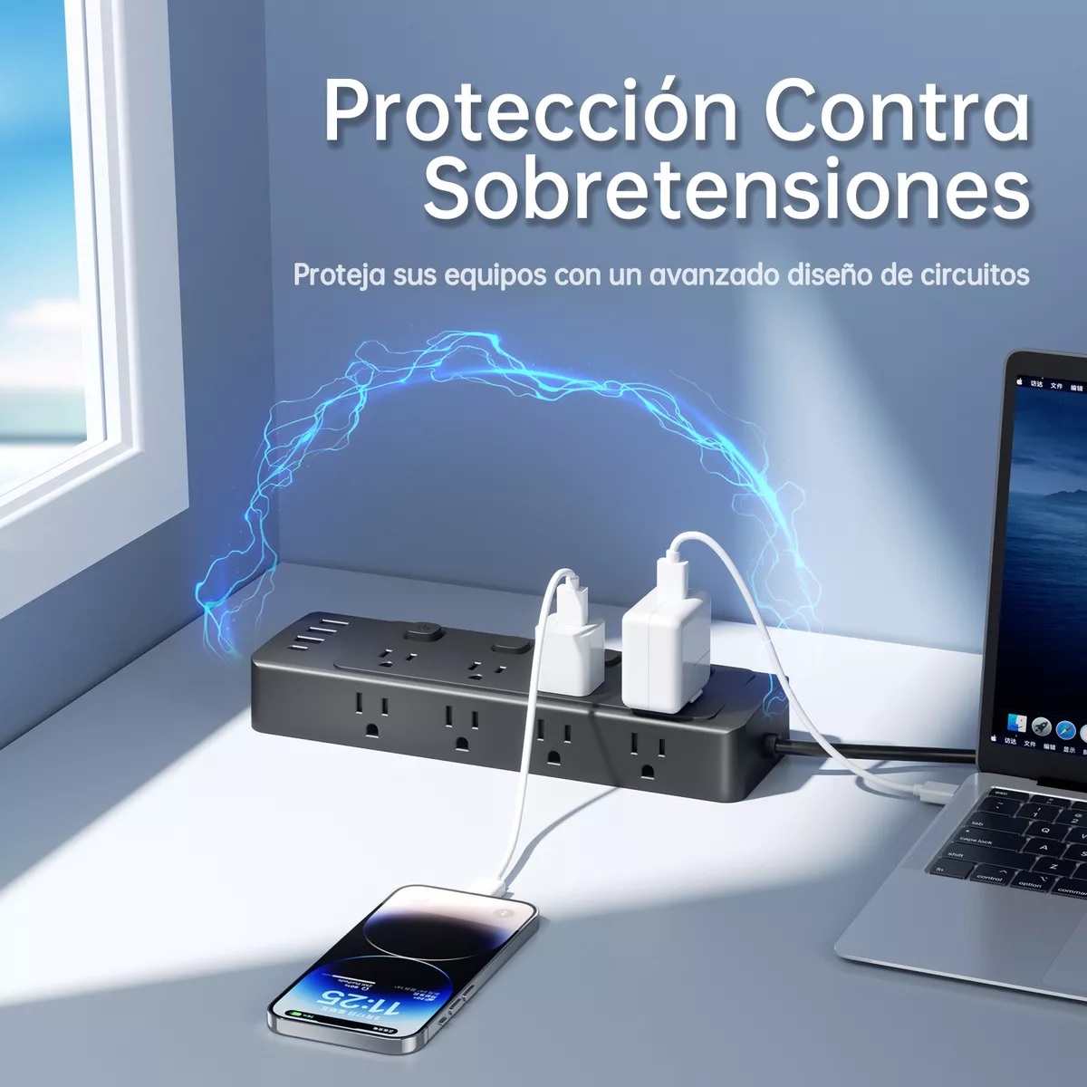 Regleta Multicontactos Con 8 Tomas Interruptor Independiente