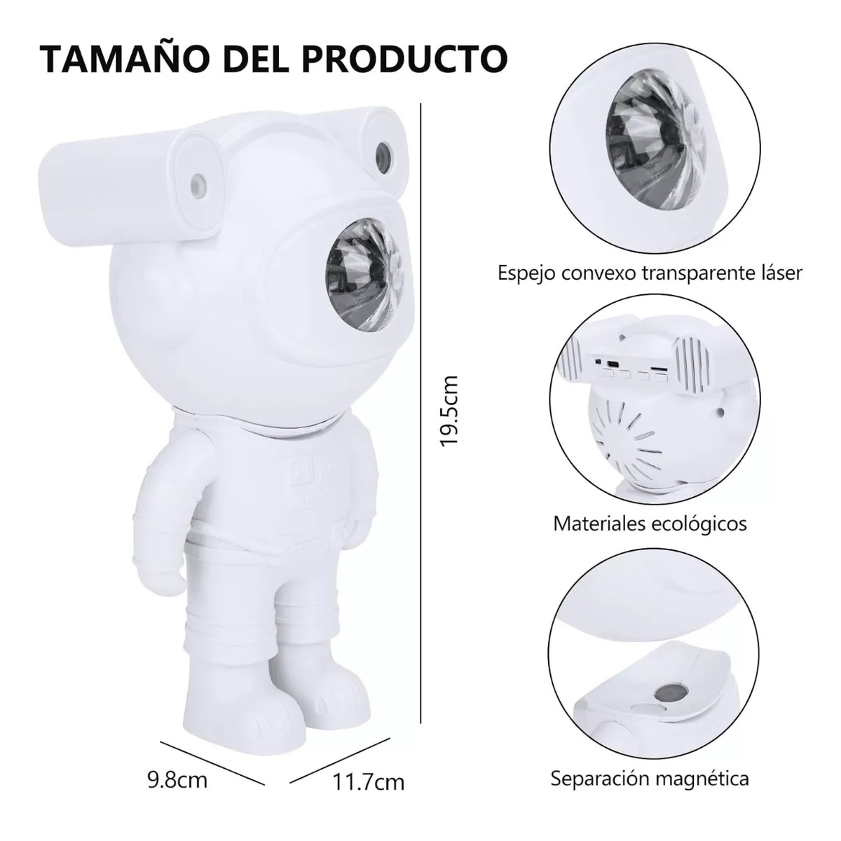 Proyector De Estrellas Astronauta Luz De Noche Con Bluetooth