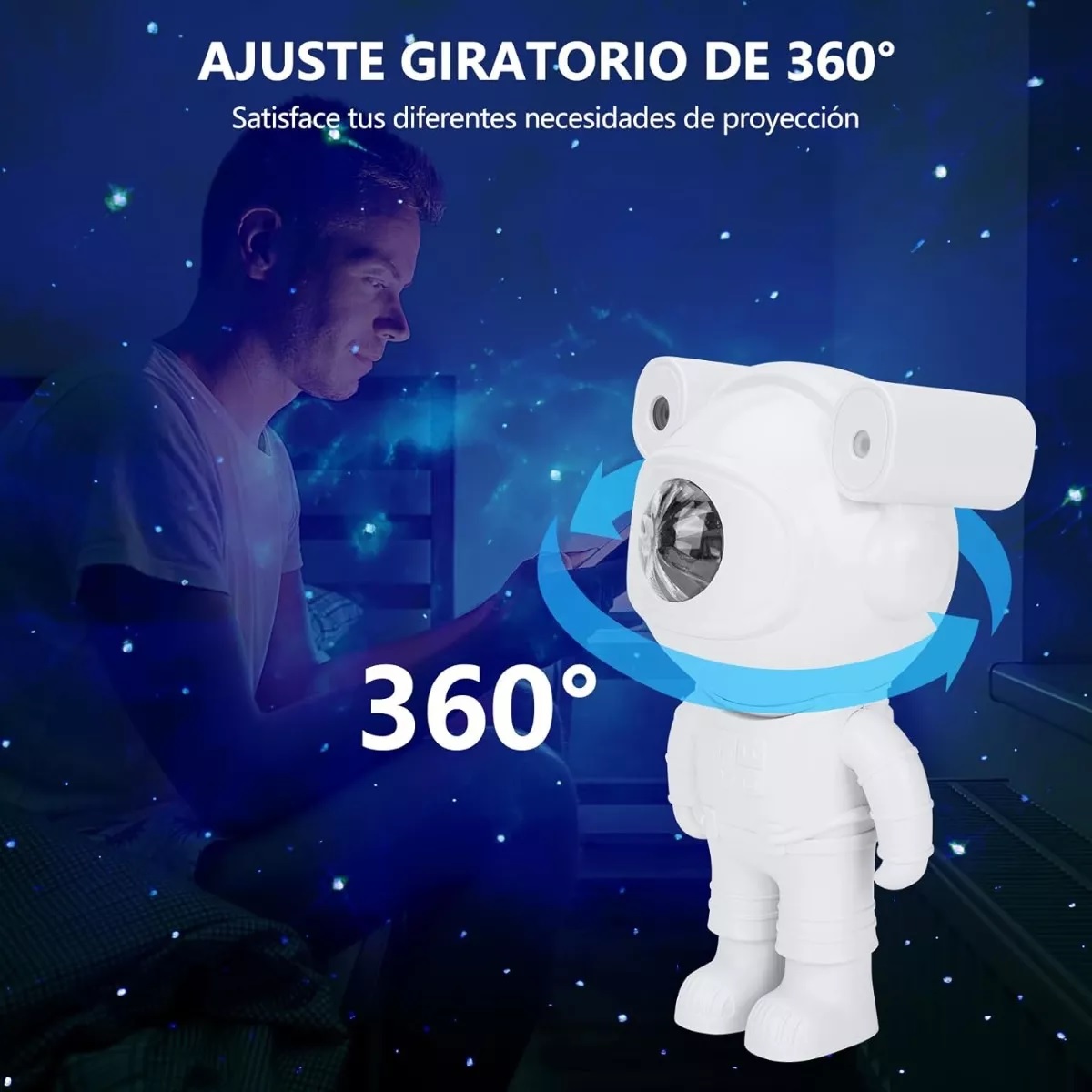 Proyector De Estrellas Astronauta Luz De Noche Con Bluetooth