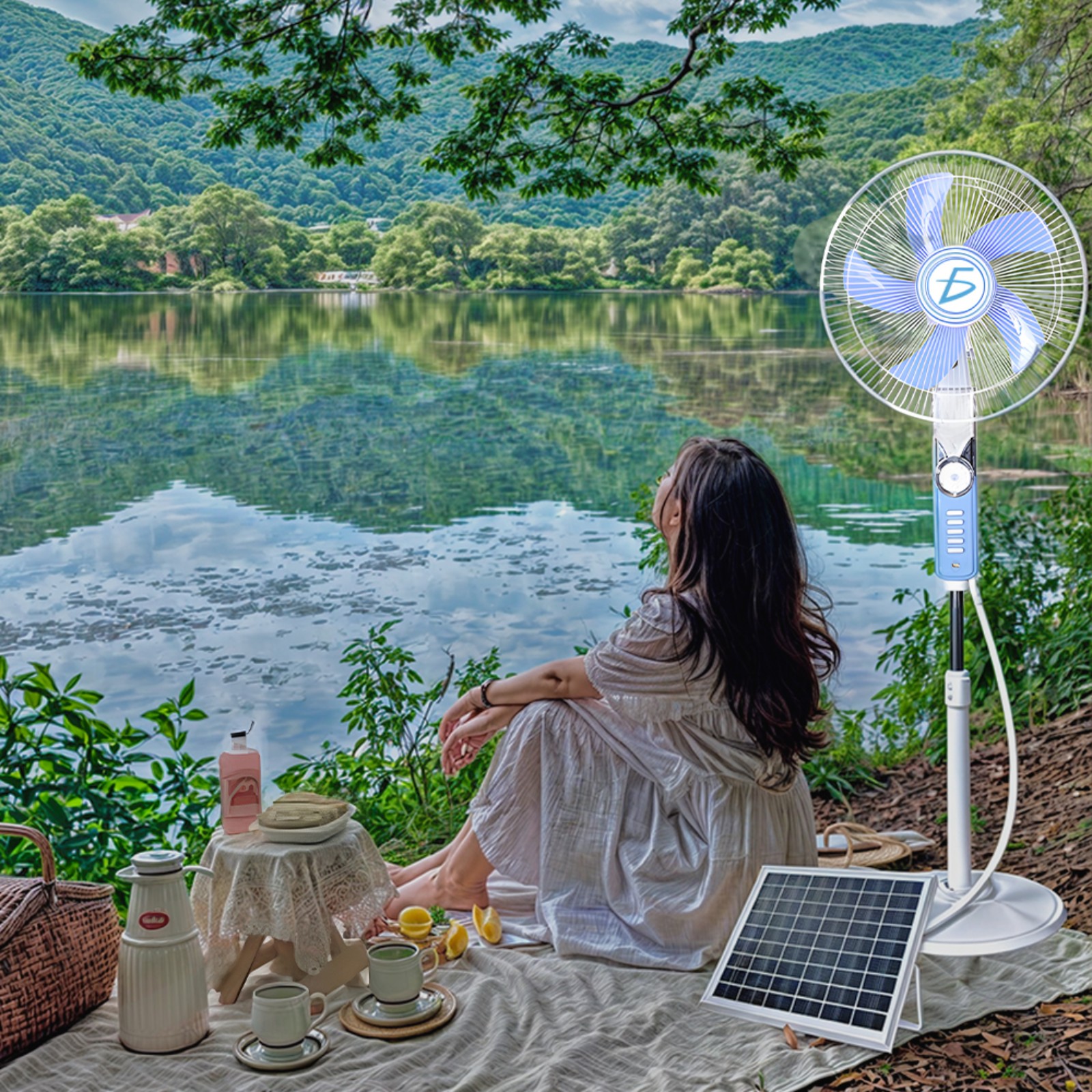 Ventilador Solar De Mesa De 16 Pulgadas Altura Regulable