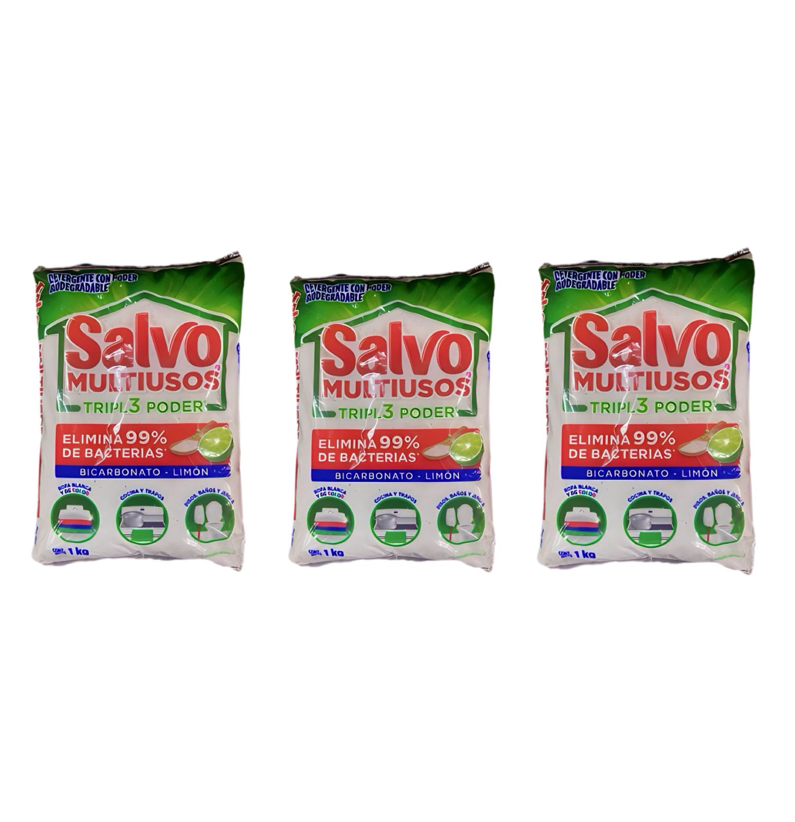 Salvo Multiusos Triple Poder En Polvo 1kg Caja Con 6 Pz