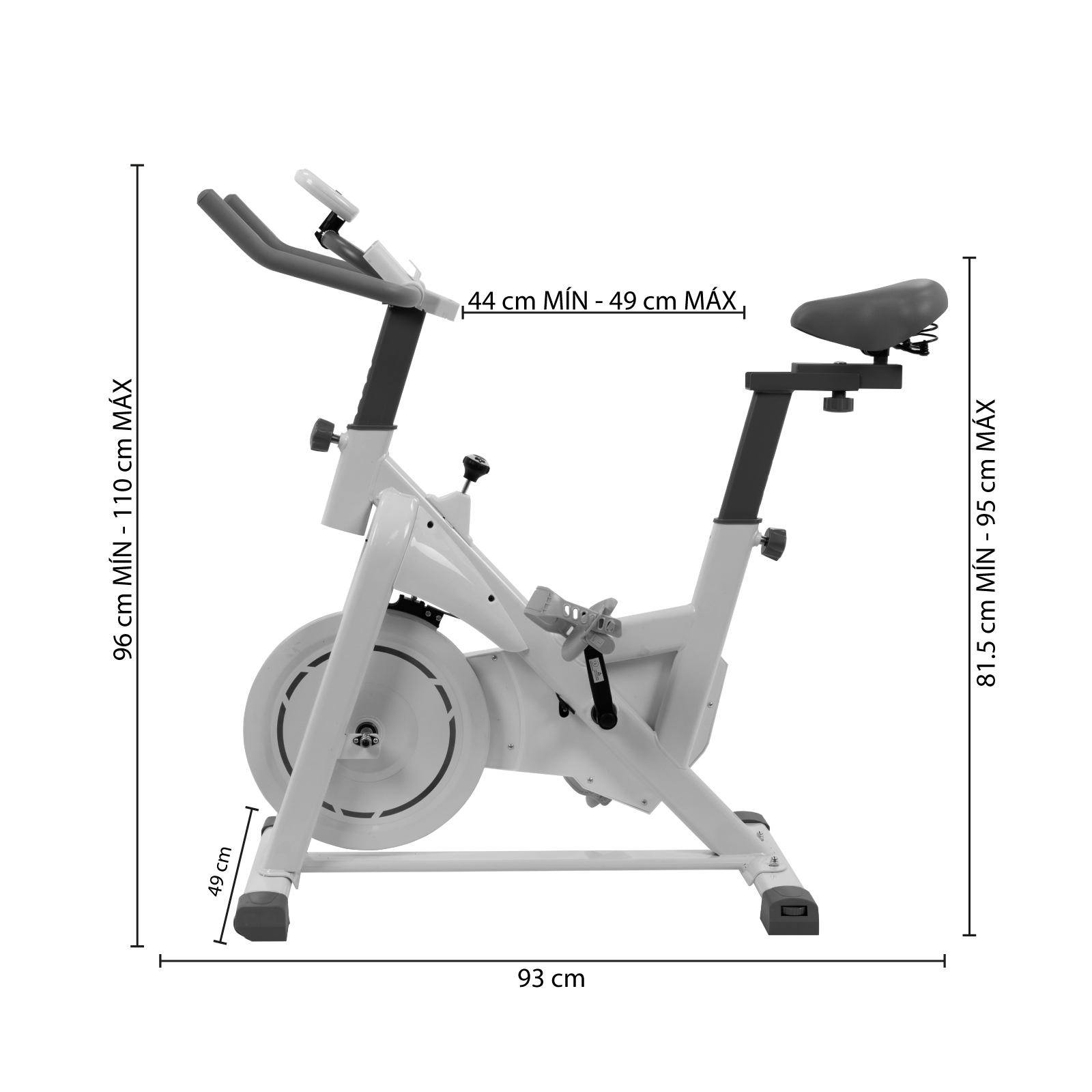 Altera - Bicicleta Fija ajustable para Spinning con disco de inercia y un monitor de progreso (BLANCO/GRIS)
