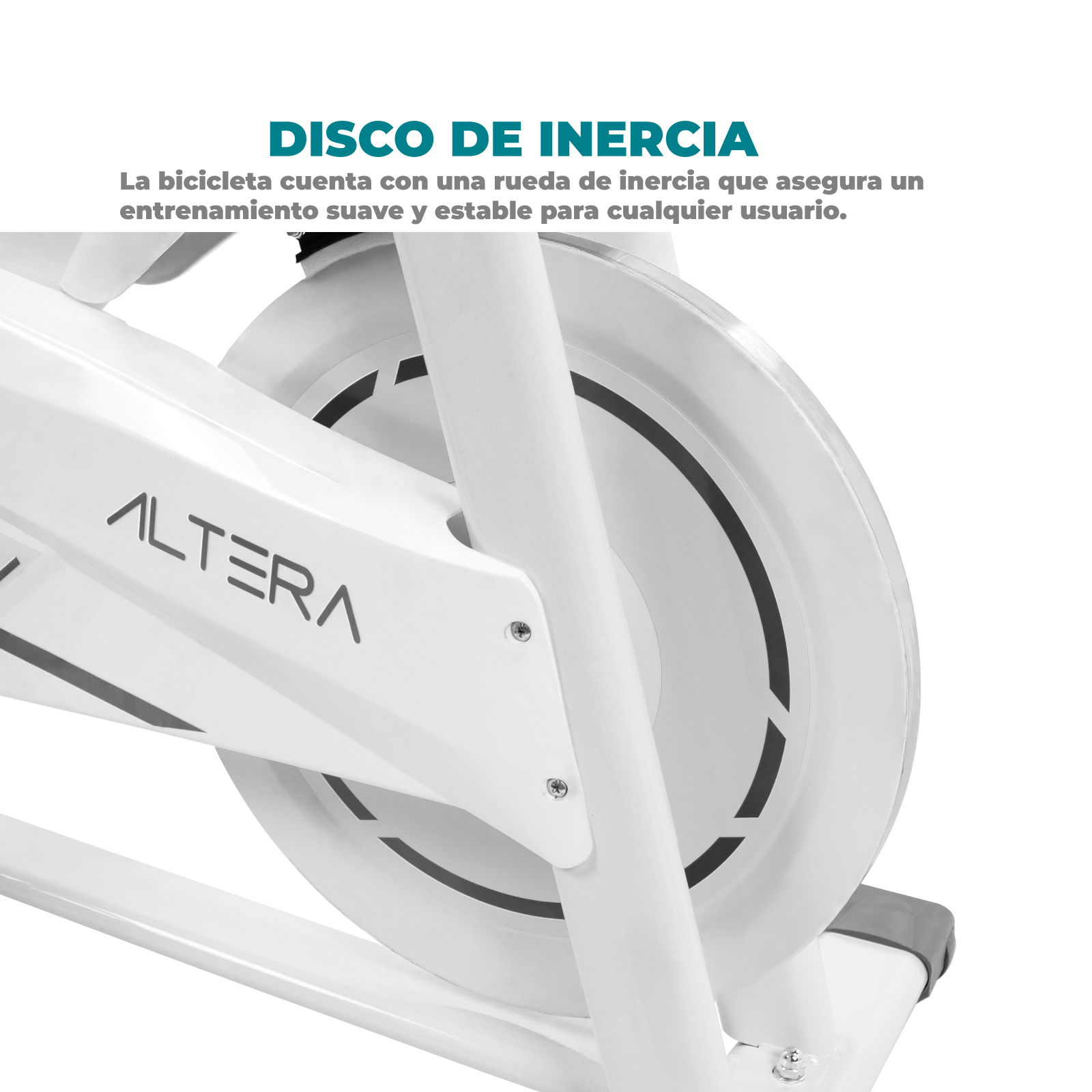 Altera - Bicicleta Fija ajustable para Spinning con disco de inercia y un monitor de progreso (BLANCO/GRIS)