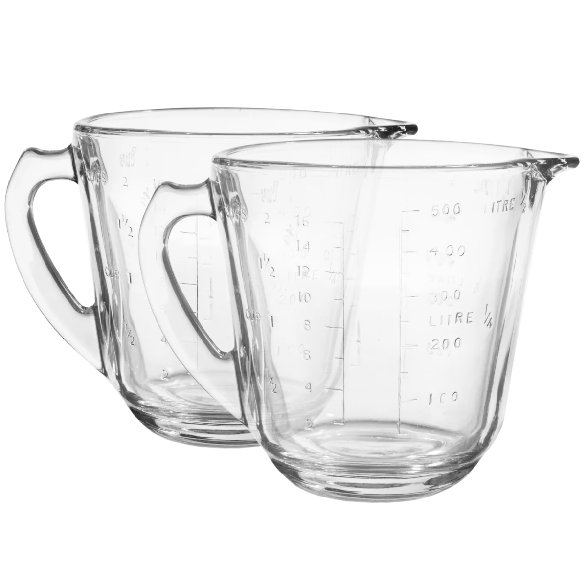 Pro Chef Juego De 2 Tazas Medidoras De Vidrio Pyro Rey