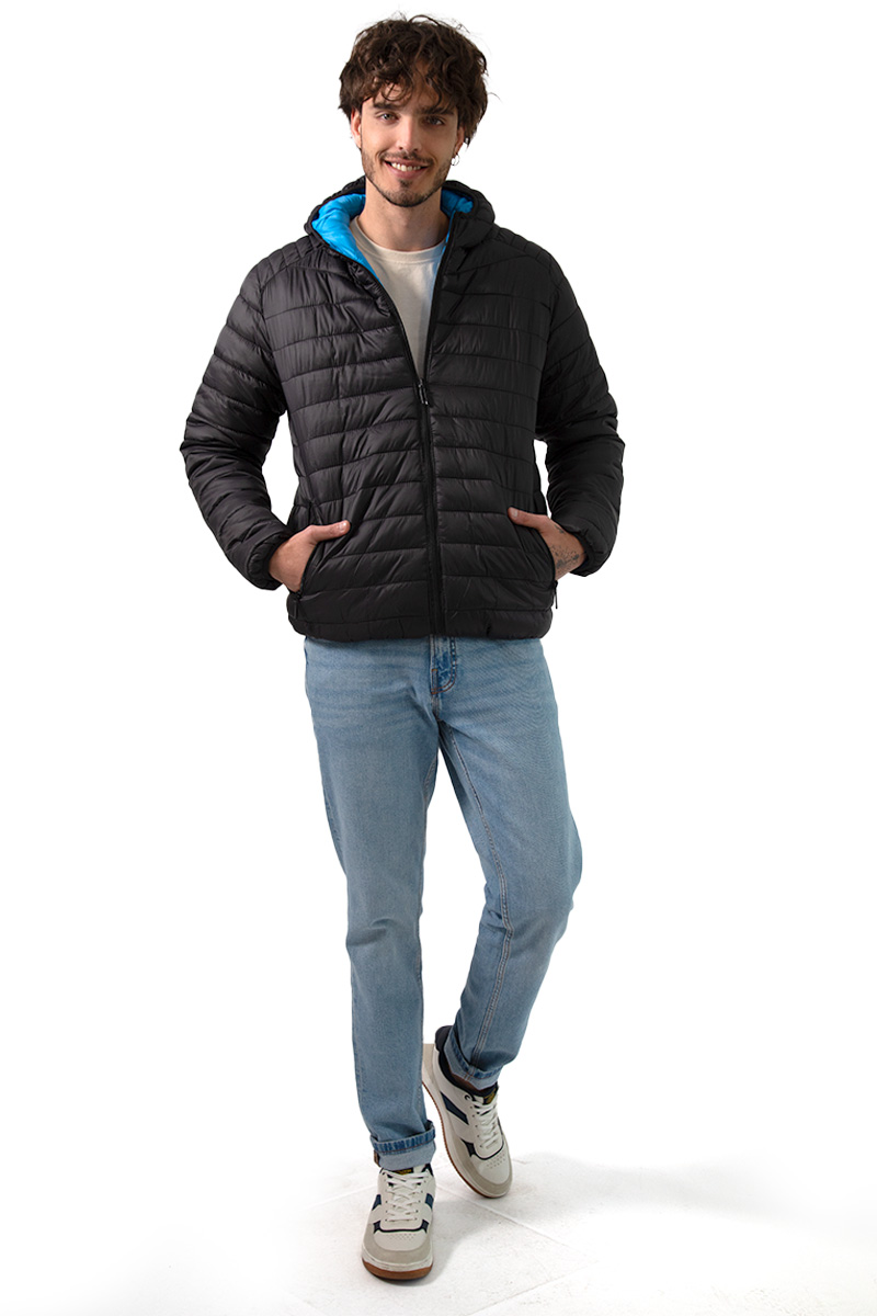 Chamarra Para Hombre Acolchada Doble Vista Con Gorro