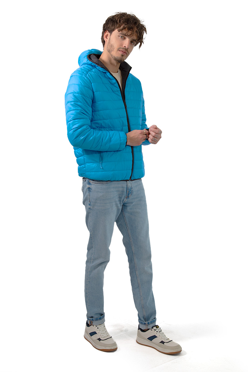 Chamarra Para Hombre Acolchada Doble Vista Con Gorro