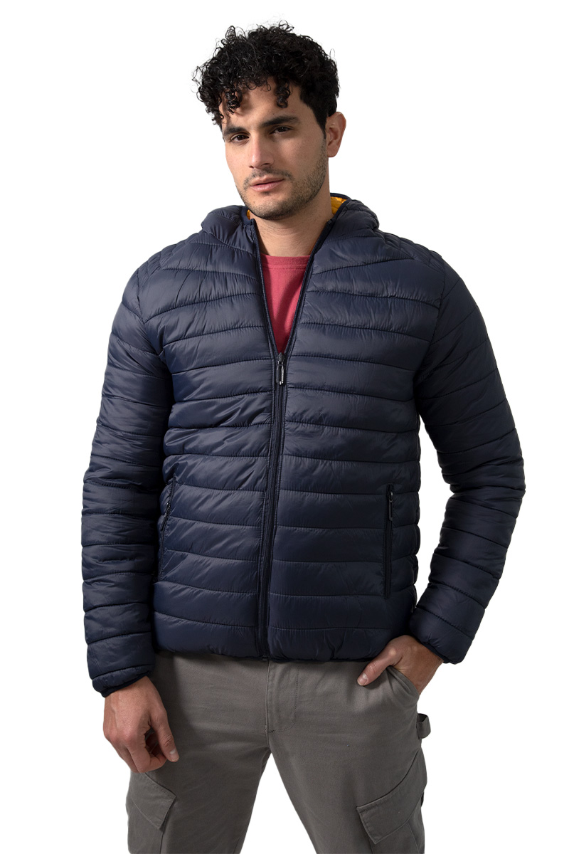 Chamarra Para Hombre Acolchada Doble Vista Con Gorro