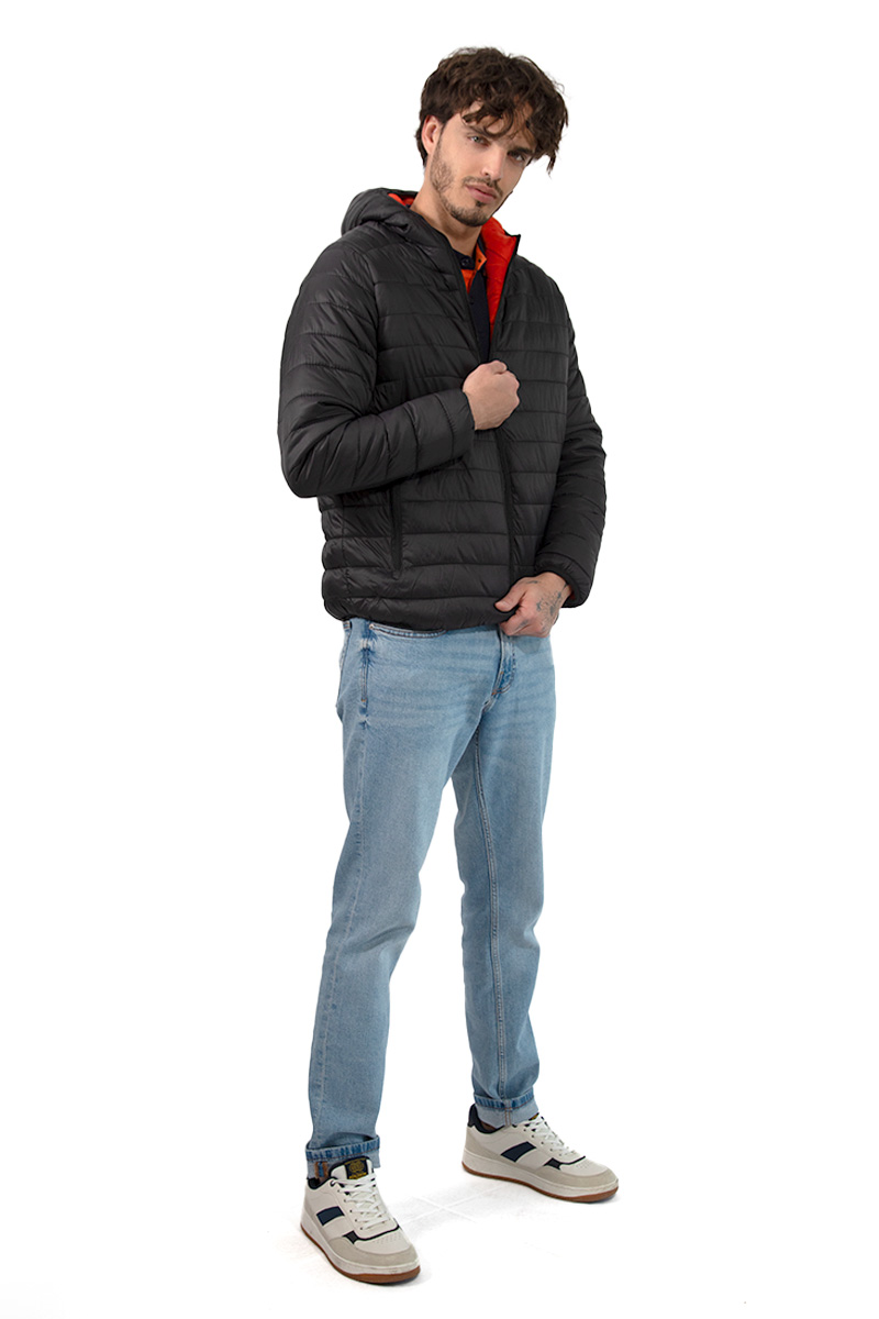 Chamarra Para Hombre Acolchada Doble Vista Con Gorro