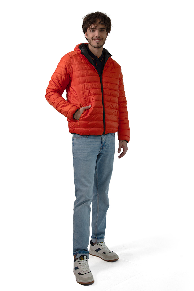 Chamarra Para Hombre Acolchada Doble Vista Con Gorro