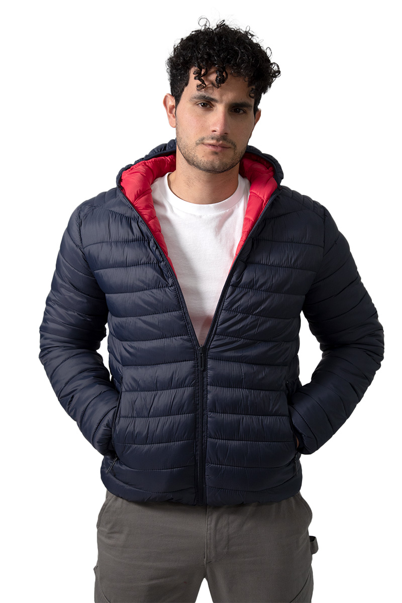 Chamarra Para Hombre Acolchada Doble Vista Con Gorro