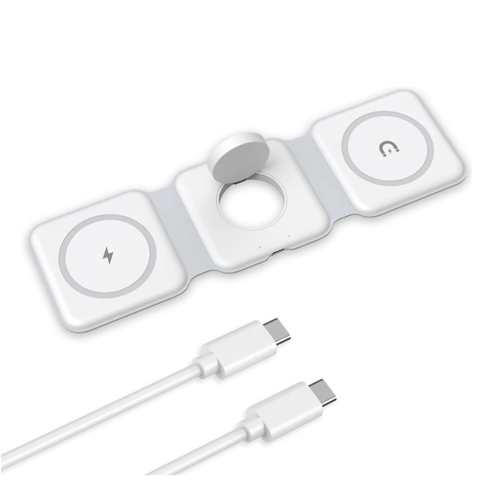 Cargador Inalámbrico Magnético 3 En 1 Portátil Plegable