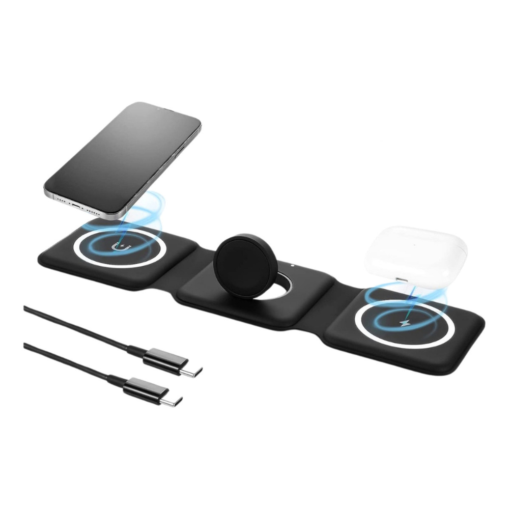 Cargador Inalámbrico Magnético 3 En 1 Portátil Plegable