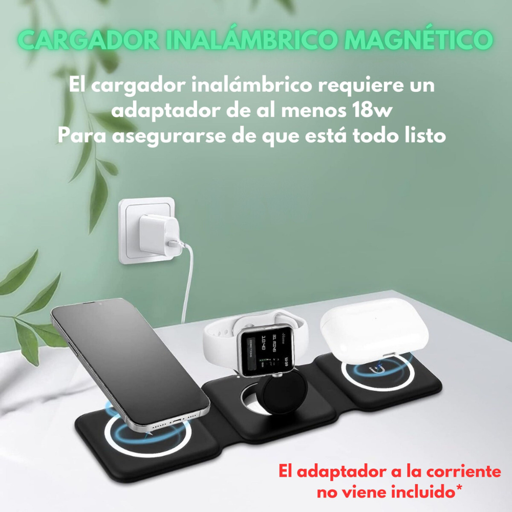 Cargador Inalámbrico Magnético 3 En 1 Portátil Plegable
