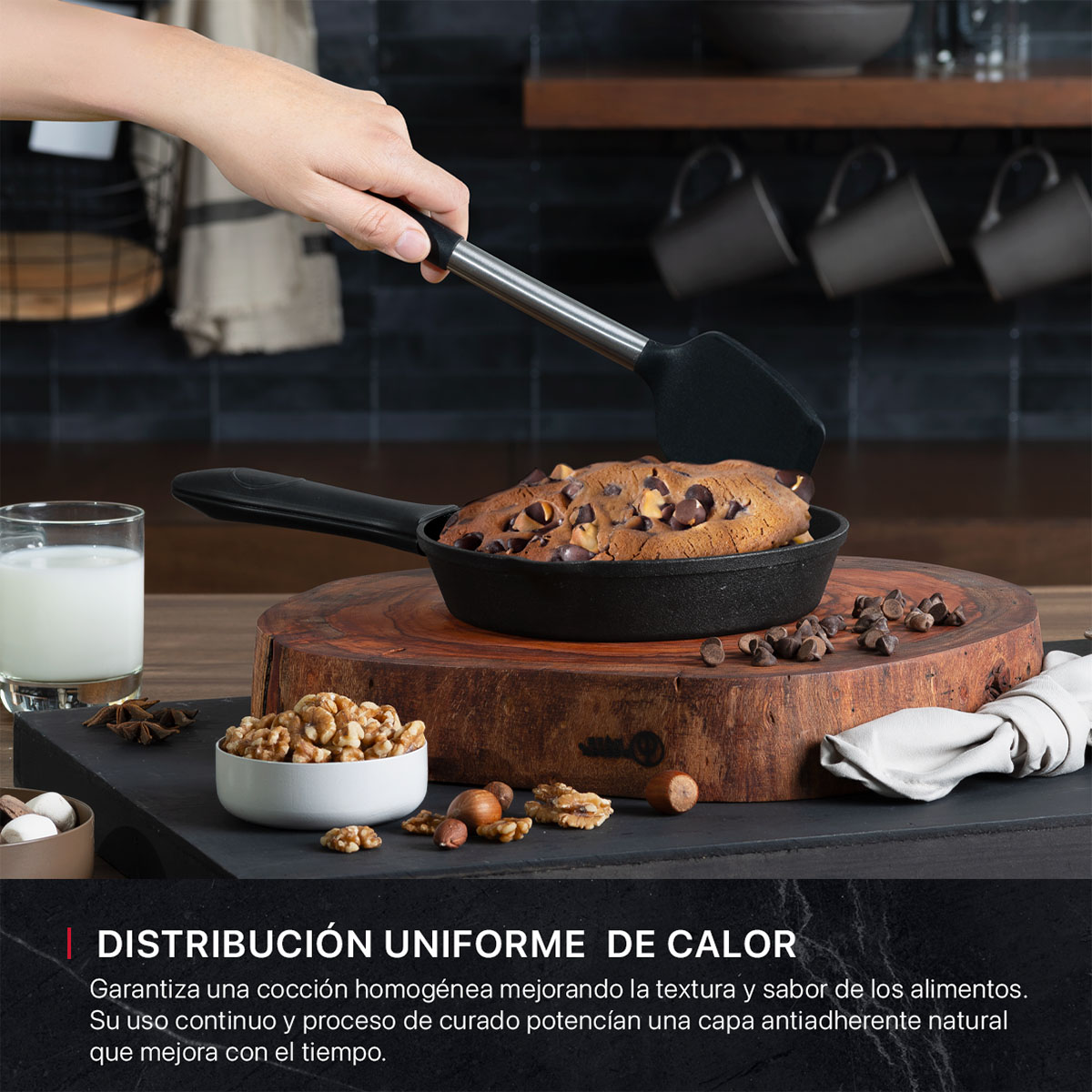 Sartén con Antiadherente de Hierro Fundido 20.4 cm Comal Negro Cookify