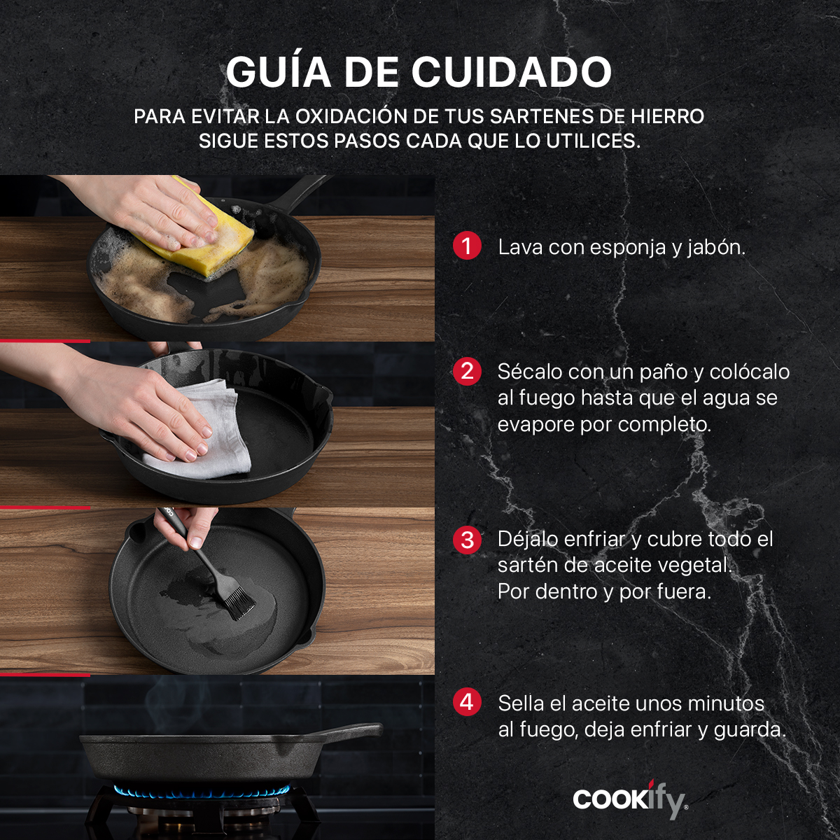 Sartén con Antiadherente de Hierro Fundido 20.4 cm Comal Negro Cookify