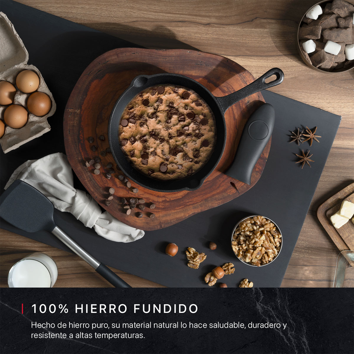 Sartén con Antiadherente de Hierro Fundido 25.4 cm Comal Negro Cookify.