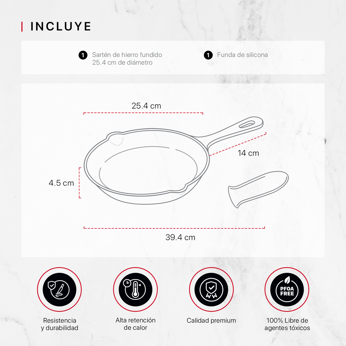 Sartén con Antiadherente de Hierro Fundido 25.4 cm Comal Negro Cookify.