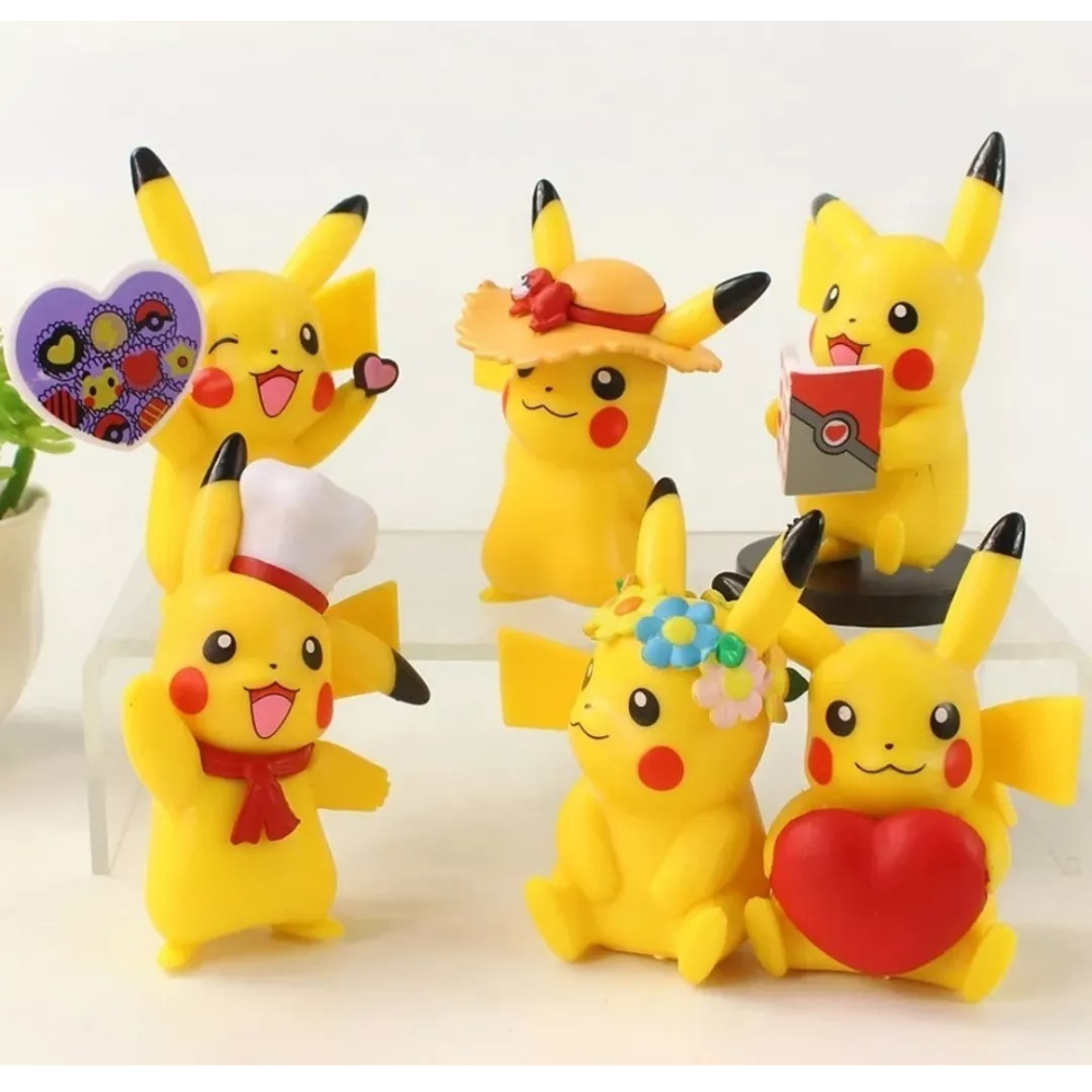 Pokemon Set Figuras Coleccionables Pikachu Anime 6 Piezas