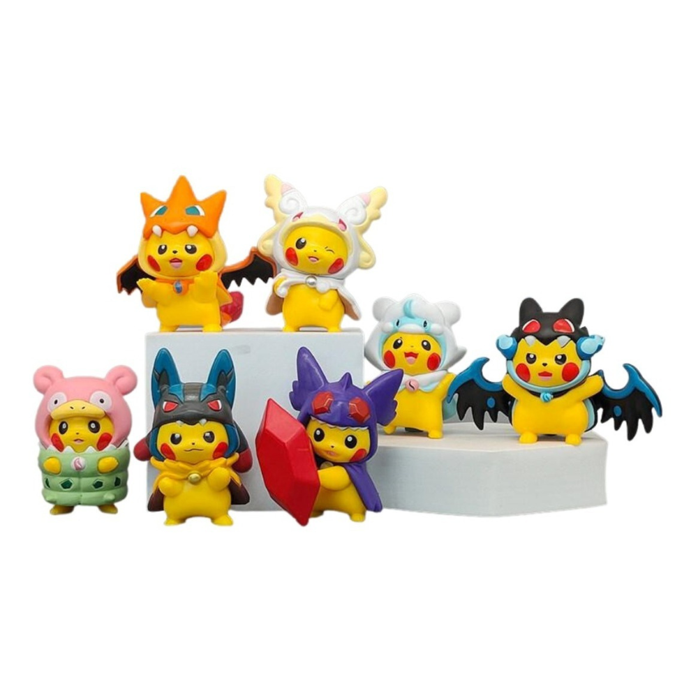 Set 7 Figuras Pokemon Pikachu Cosplay Anime Coleccion Gengar.