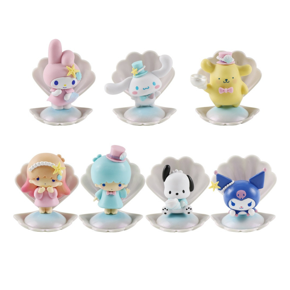 MR. GADGETS Figuras de Sanrio 9 cm, Hello Kitty y sus Amigos, Kuromi, My Melody, Pochacco, Little Twin Stars, Cinnamoroll, Pompompurin, Estatuillas Adorables Kawaii Decoración, Colección de 6 Unidades.