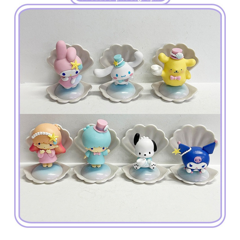 MR. GADGETS Figuras de Sanrio 9 cm, Hello Kitty y sus Amigos, Kuromi, My Melody, Pochacco, Little Twin Stars, Cinnamoroll, Pompompurin, Estatuillas Adorables Kawaii Decoración, Colección de 6 Unidades.