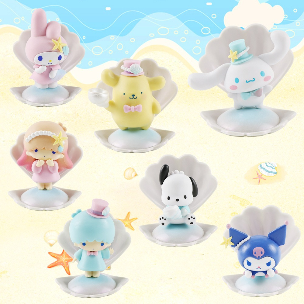 MR. GADGETS Figuras de Sanrio 9 cm, Hello Kitty y sus Amigos, Kuromi, My Melody, Pochacco, Little Twin Stars, Cinnamoroll, Pompompurin, Estatuillas Adorables Kawaii Decoración, Colección de 6 Unidades.