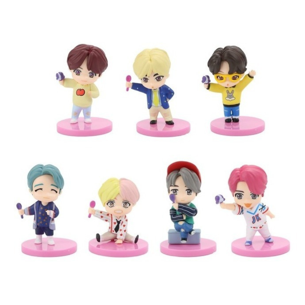 Bts Tiny Tan Set 7 Figuras Colección Completa Ver. 7th Rosa Juguetes Decorativos Kawaii K-Pop, Coleccionables MR.GADGETS.