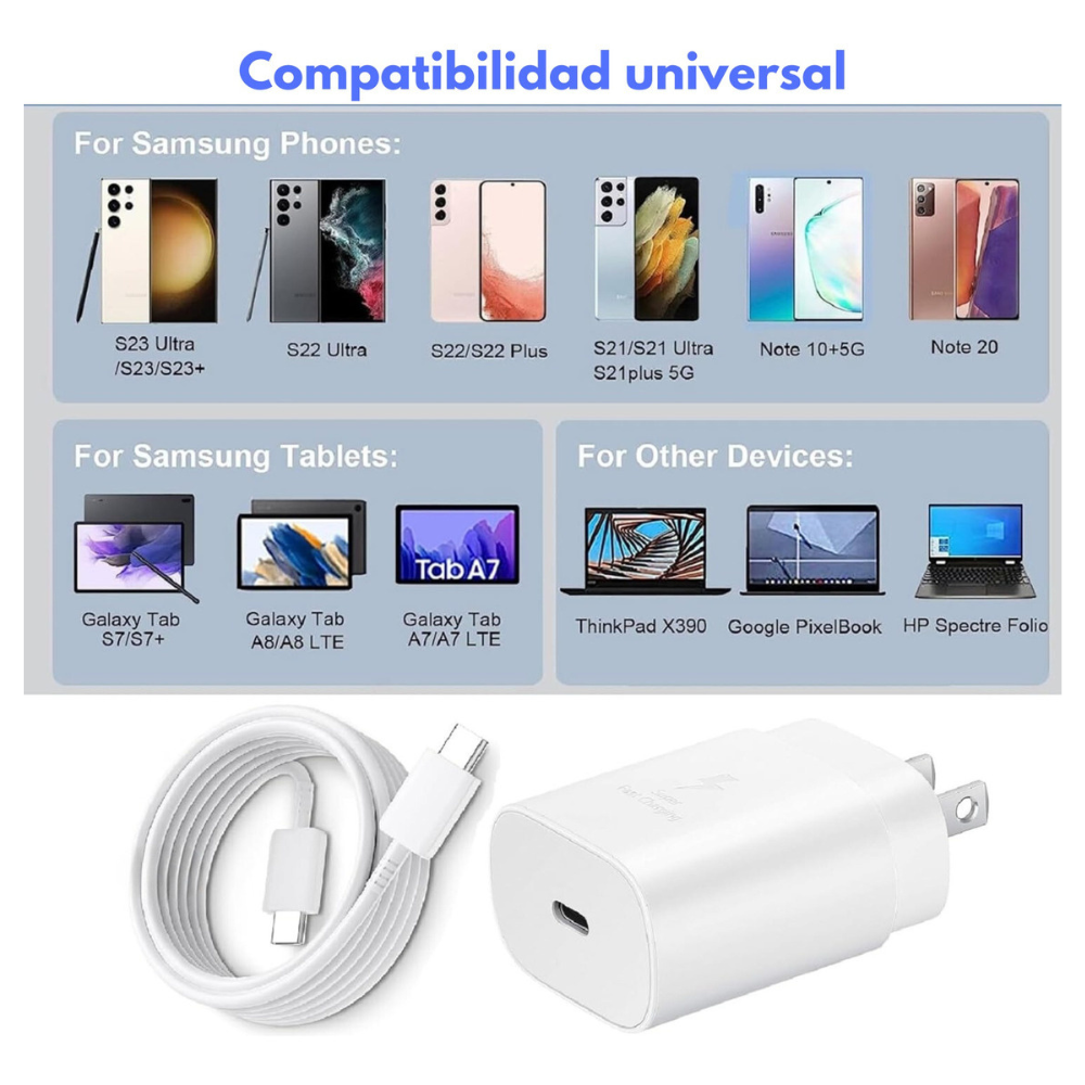 Cargador Super Carga Rapida Tipo C 25w Para Samsung Galaxy