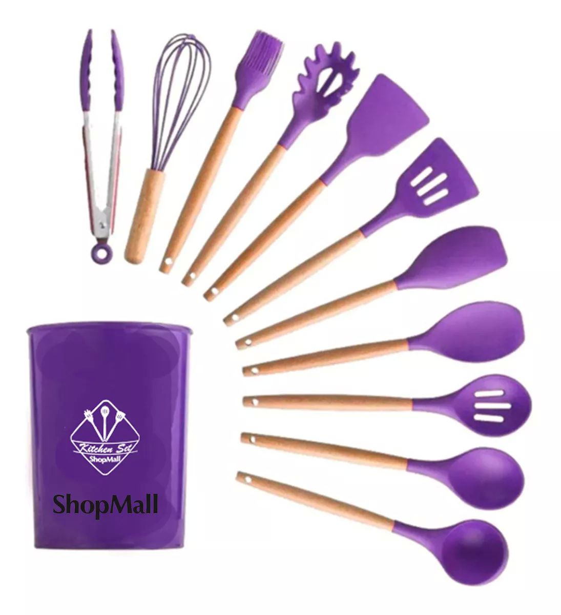 Utensilios de Cocina de silicona Espatulas, palas, Reposteria Set de 12 piezas 5 colores a elegir