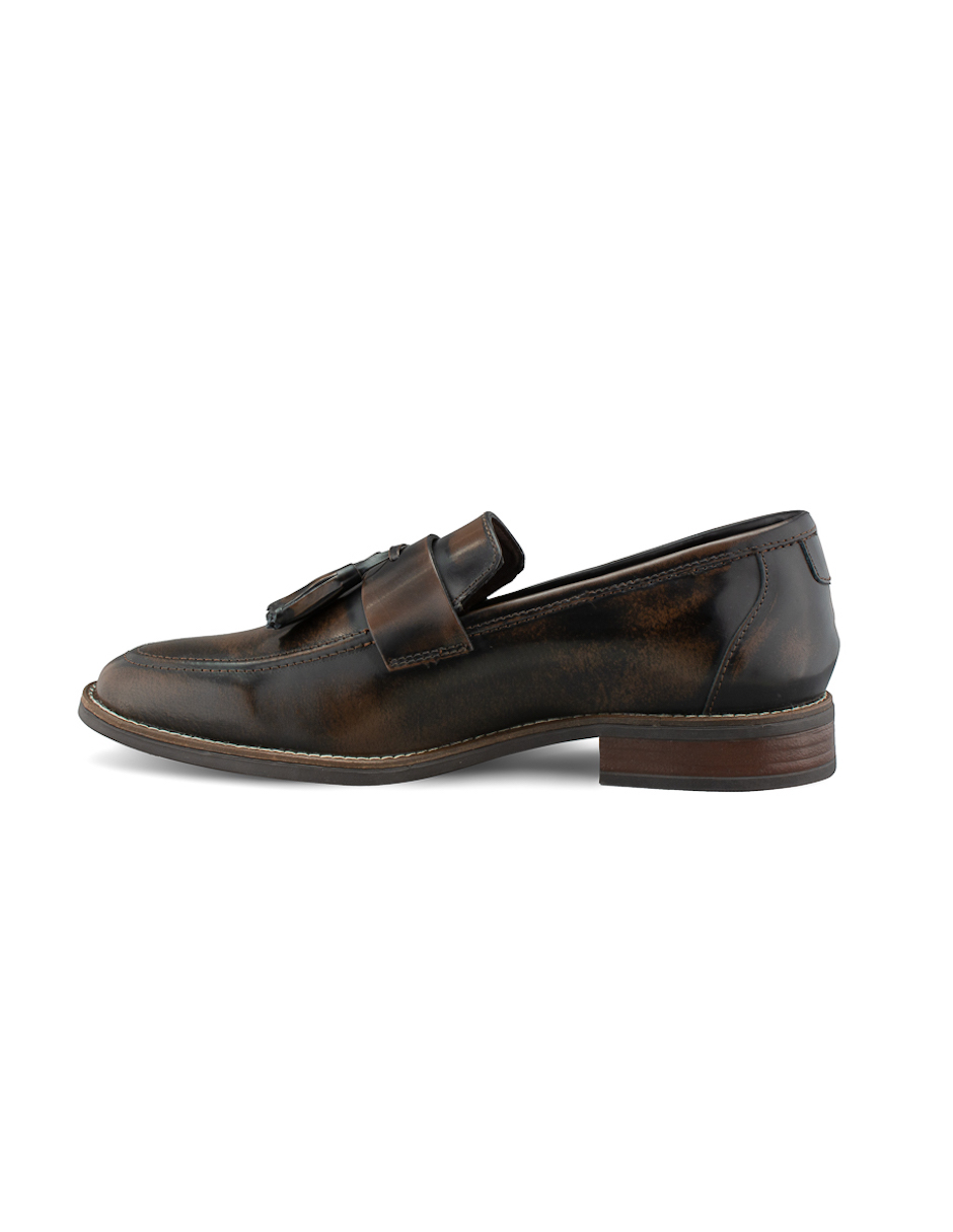 Mocasín Tassel Dasalo En Piel Vacuno Café Para Hombre