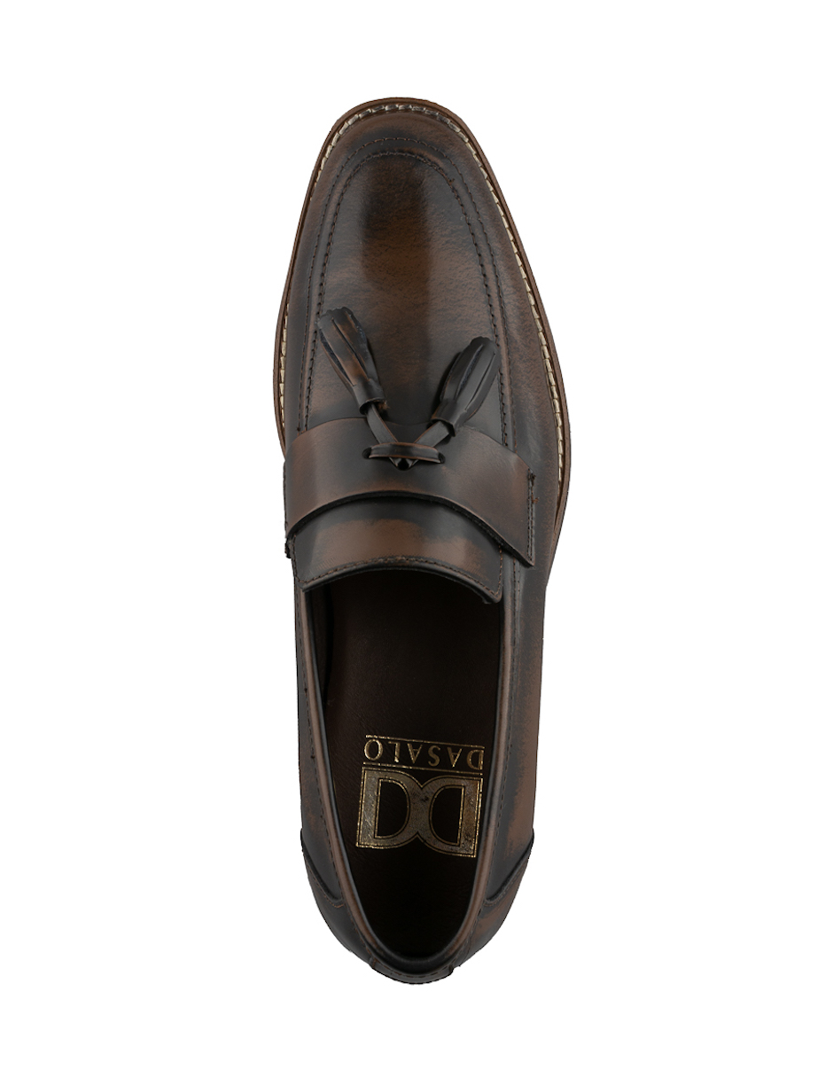 Mocasín Tassel Dasalo En Piel Vacuno Café Para Hombre
