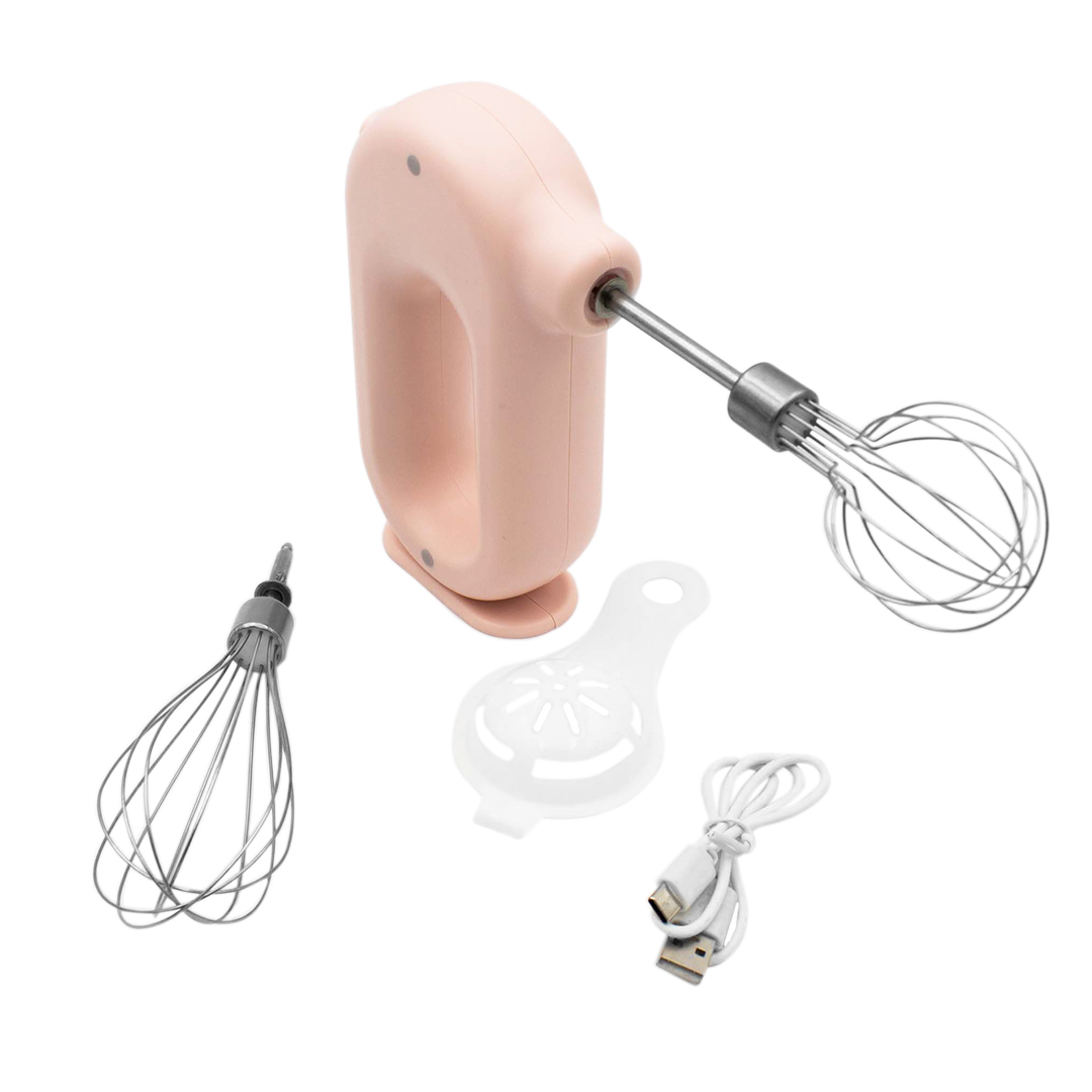 Mini Batidora De Mano Eléctrica Inalámbrica Recargable Usb Rosa  .