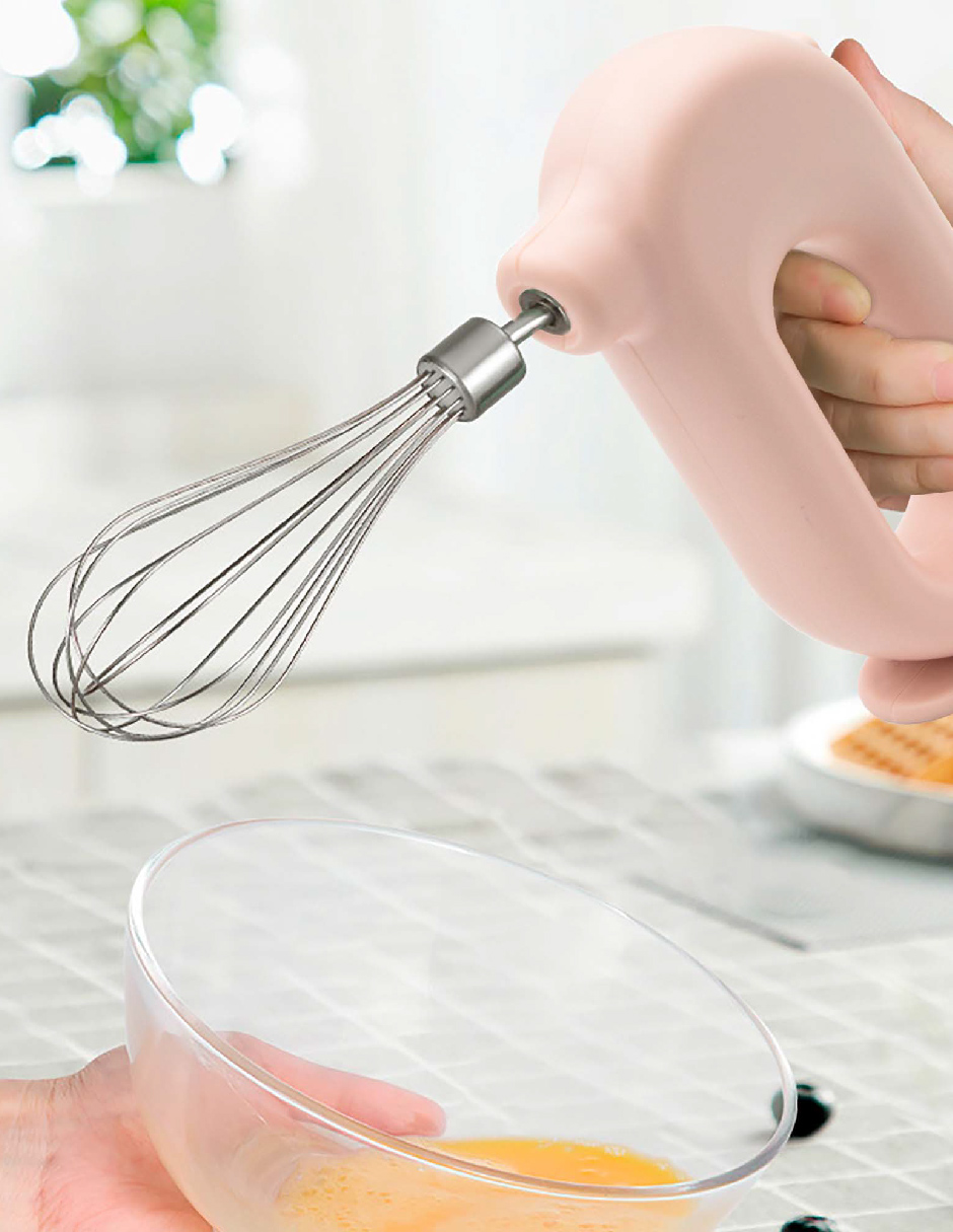 Mini Batidora De Mano Eléctrica Inalámbrica Recargable Usb Rosa  .